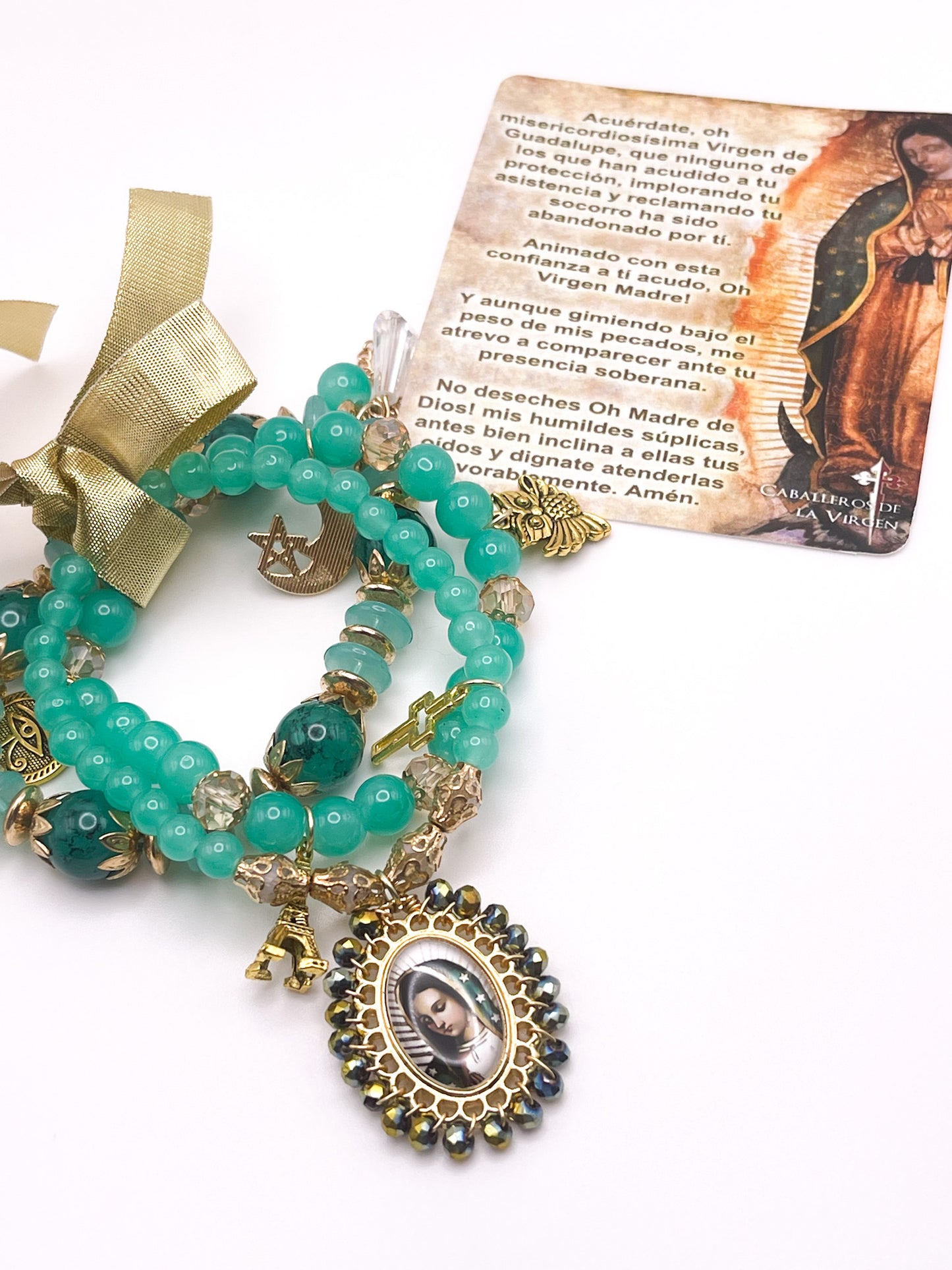 Set  de pulseras de Virgen de Guadalupe elásticas