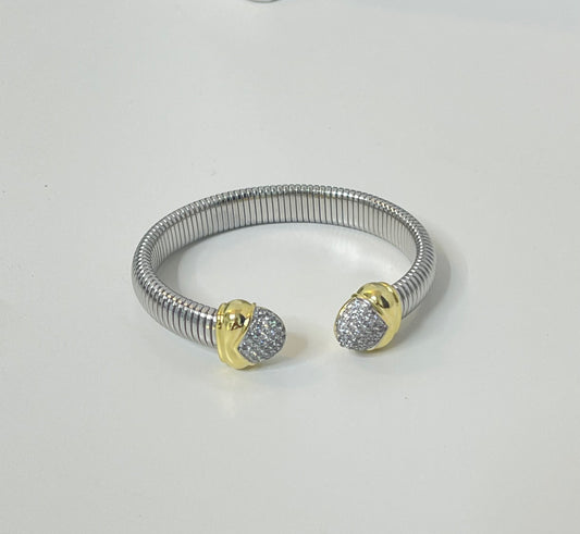 cuff 2 tonos con rhinestone